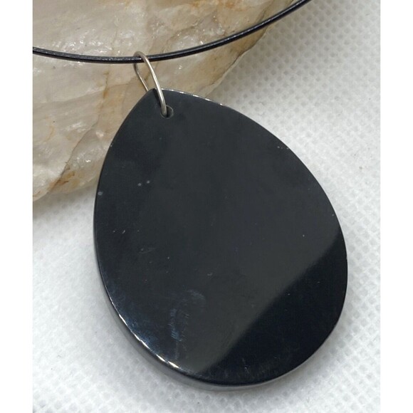 Vintage Labradorite Stone Inlay Pendant 18.5'' Necklace Sterling 925 Silver 16g - Picture 5 of 8